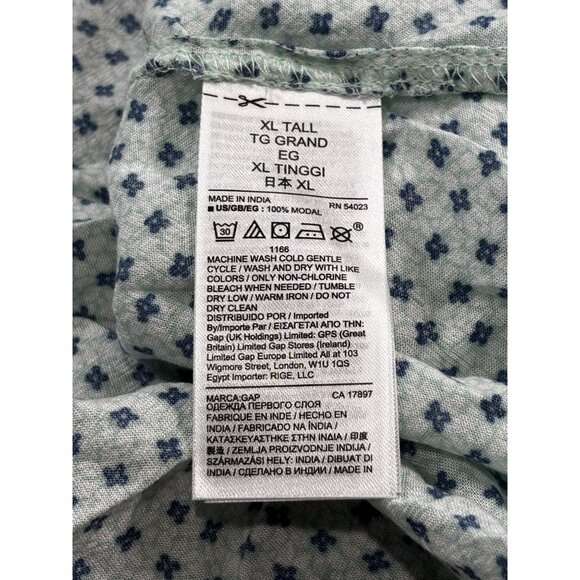 Gap Womens XL Tall Tunic Top Blue & White Printed Modal Kaftan Style - Picture 5 of 10